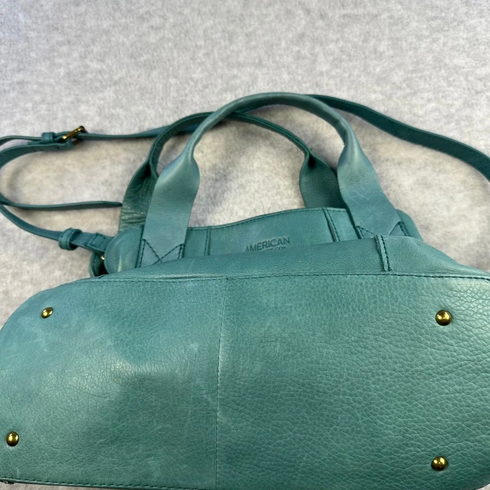 American Leather Co Daiquiri Green Ada Triple Entry Satchel Crossbody Handbag